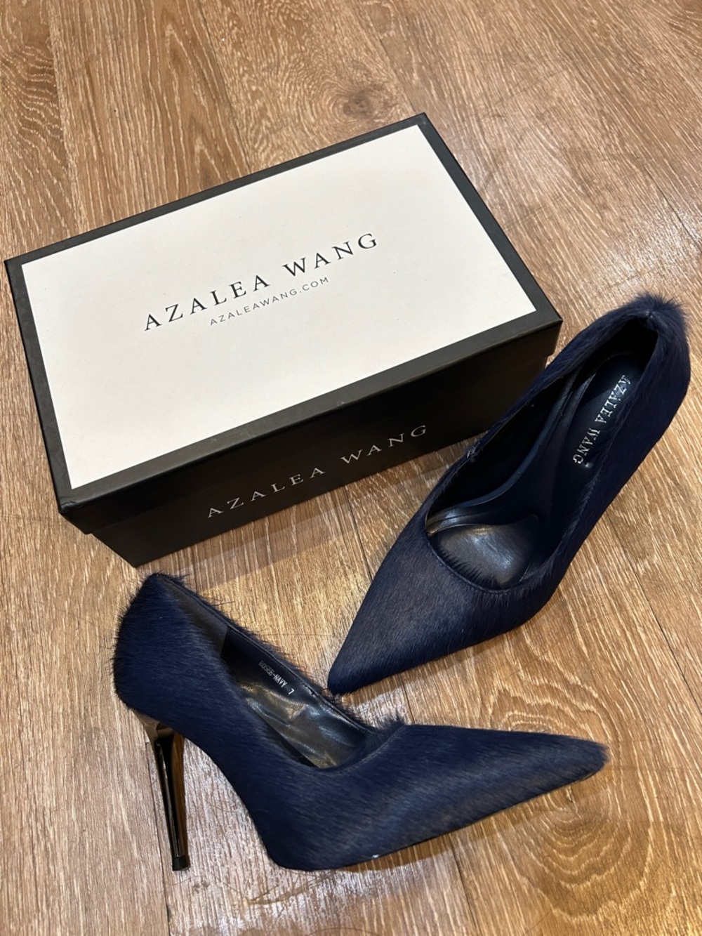 AZALEA WANG Navy Pointed-Toe Stiletto Heels